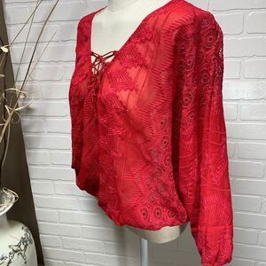 NWT Sanctuary Red Boho Long Sleeve Top Sz S (1001)